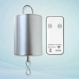 FONMY Wind Spinner Motor with Remote Battery Operated 20RPM Hanging Display Rotating Motor for Disco Ball Baby Crib Wind Chime Mobile Yard Decor Ornaments Outdoor Sculptures-Silver Color-Medium Speed