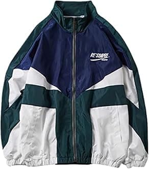 Sumleno Y2k Jacket for Women Zip Up Bomber Jacket Y2k Clothing Racing Varsity Oversized Color Block Coat Unisex