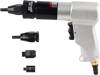Pneumatic Riveting, High Performance Air Riveter with Self Locking Design, Ergonomic Anti Slip Handle, for Metal Plate Pipe Riveting Projects, Includes Nut Chuck and (M6/M8 KP-7322)