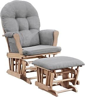 Angel Line Windsor Glider and Ottoman, Natural and Gray