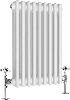 Warmehaus - Traditional Cast Iron Style White Triple Column Horizontal Radiator 600 x 425mm - Perfect for Bathrooms, Kitchen, Living Room