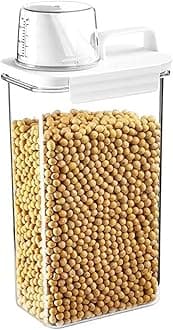 Food Storage Containers, Cereal Dispenser Easy Flow Storage Jar, with Measuring Cup, Tippable Grain Storage Box with Carrying Handle, 2300ml