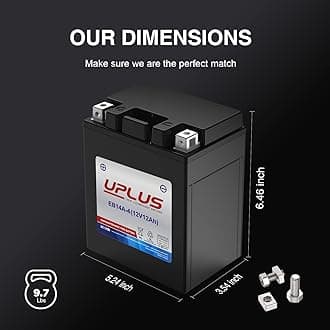 UPLUS ATV Battery YTX14AH-BS, EB14A-4 Scooter Snowmobile UTV Motorcycle Battery Maintenance Free - Sealed AGM Powersports Batteries Compatible with Yamaha Honda Suzuki Kawasaki Polaris
