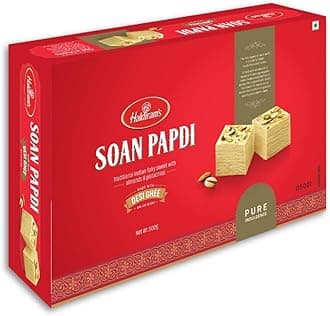 Haldiram's Soan Papdi 500g | Traditional Indian Sweet | Finest Ingredients | Crunchy Almonds & Pistachios | Indian Mithai | Festive Delight | Great Gift Pack for Festival | Mithai for Raksha Bandhan
