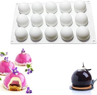 OCPO Kitchen Truffle Silicone Mold for Baking Mousse Cake French Dessert Pastry Chocolate Pudding Cupcake, Non-Stick & Easy Release, Truffle Ball Shape (15-Cavity)