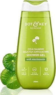 Dot & Key Cica & 1% Salicylic Daily Exfoliating Shower Gel | Niacinamide Infused | Body Wash for Oil & Acne Control | Reduces Body Acne & Smoothes Irritation | Clean, Acne Free Skin | 250ml