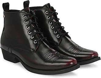 DelizeMen’s Vegan Leather, Cuban Heeled, Cowboy Ankle Derby Boots 63658