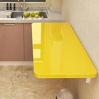 Fold Wall Mounted Table Folding Workbench Length, Laundry Folding Table, Stable Sturdy Heavy Duty Wall Table For Kitchen/Laundry Room&Restaurant ( Color : Yellow , Size : 50*30cm (19.7*12in) )