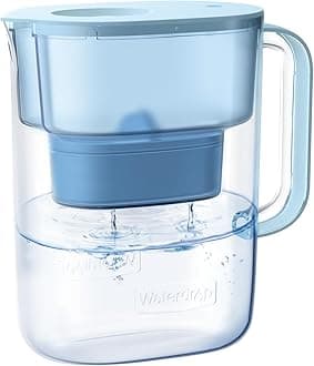Waterdrop Alkaline Lucid 10-Cup Large Water Filter Pitcher with 1 Filter, Healthy, Improved Coffee Taste, Clean & Toxin-Free Mineralized Alkaline Water (100 Gallons), Up to PH 9.5, BPA Free, Blue