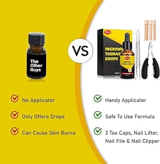 Pjordo Ingrown Toenail Removal Kit - 30ml/1oz Ingrown Toenail Drops Toenail Softener with 3 Gel Toe Tubes, Nail Clipper, Ingrown Toenail File Lifter, Ingrown Toenail Corrector Drops