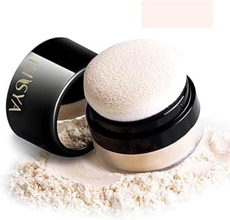 Setting Powder Lightweight Loose Powder Finishing Powder Long-Lasting Face Powder Waterproof with Soft Mushroom Powder Puff & Mirror, Matte Finish,0.28 Oz (Fair Ivory/Matte)