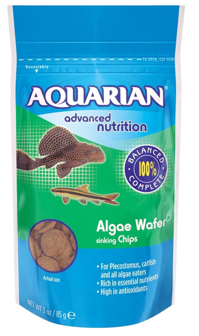AQUARIAN Complete Nutrition, Aquarium Algae Eater Fish Food, Sinking Algae Wafers, 85 g Bag