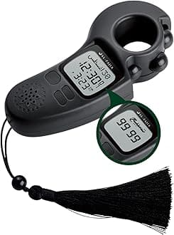 AL-FAJIA Islamic Prayer Time and Athan Sound Reminder Digital Tasbih Counter, Full Azan Clock for USA and Worldwide, Portable - Black