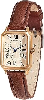 BESTKANG Leather Strap Watches for Women Elegant Dainty Ladies Watch Vintage Rectangle Women Quartz Wrist Watch