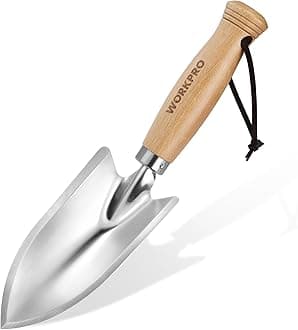11" Garden Hand Trowel, Heavy Duty Polished Stainless Steel Garden Shovels with Wood Handle, Small Gardening Hand Tools for Digging, Planting, Measure, Transplanting