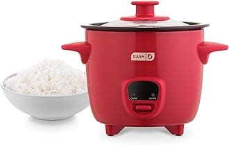 Mini Rice Cooker - Designed for Single-Serve Cooking - Compact Rice Cooker with Nonstick Removable Pot, Keep Warm Function & Easy-to-Clean Sleek Design - Red