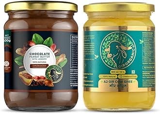 GirOrganic Premium A2 Pure Ghee (500 ml) & Chocolate Peanut Butter (500 gm) Combo Pack | High In Nutrients | Healthy & Natural | 100% Organic | Made In India | Gopal Ratna Award Winner 2023