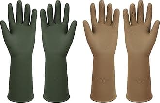 Dishwashing Rubber Gloves Reusable Kitchen Gloves 2Pairs Cleaning Gloves for Washing Dishes Long-lasting&Non-Slip