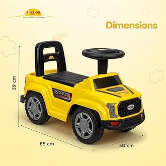 TOY ZONE Raptor Baby Ride On Car for Kids, Toddlers Push Ride Baby Kids Car with Backrest, Push Ride On Toy Jeep with Music & LED Light, Under Seat Storage, 2 to 5 Years (Yellow)