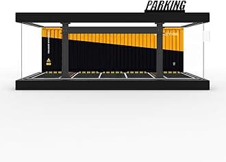 1/64 Diorama Plastic Display Case - Compatible with Hot Wheels Matchbox Mini GT Diecast Cars,for Model Car Display and Storage,Stackable Garage with LED Lights and Acrylic Cover (LM-Container)