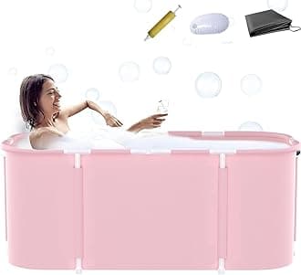 Portable Bathtub For Shower Stall, Large Foldable Freestanding Soaking Bathing Tub for Adults, Separate Family Bathroom Japanese SPA Collapsible Tub, Ideal for Outdoor/Indoor Hot Ice Bath