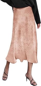 Zeagoo Skirts for Women High Waist Skirt Elegant Midi Skirt Satin