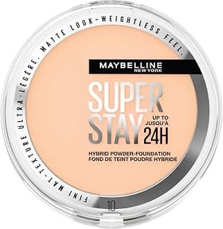 Powder Foundation, Long-lasting 24H Wear, Medium to Full Coverage, Transfer, Water & Sweat Resistant, SuperStay 24H Hybrid Powder Foundation, 10