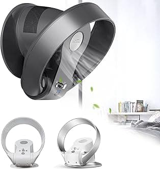 14″ Bladeless Fan Wall Mounted Fan/26w/remote Control/Timer/Bladeless Desk Fan/7 Speed/Quiet Cooling Air (Color : Black)