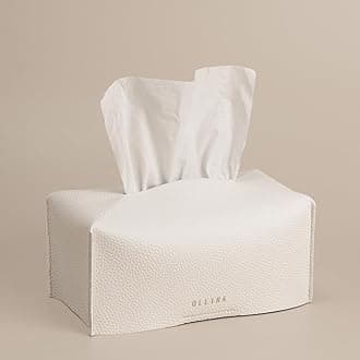 OLETHA Aesthetic Rectangle Tissue Box Cover, High Flat Box Tissues Holder Rectangular, White