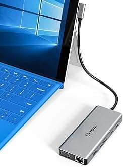 Docking Station, USB C Hub, TOTU 12 in 1 Surface Pro Docking Station with 4K HDMI, Ethernet, VGA, 92W PD, USB-C 3.0 and 2 USB 3.0 for MacBook Pro Air and Type-C Laptops with Thunderbolt 3 or 4 Grey