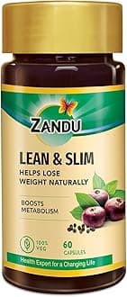 Zandu Lean & Slim | Enriched With The Goodness Of 6 Herbs To Help You In Weight Loss Journey | Acts As A Metabolism Booster & Supports Weight Management, (60 Caps), Pack of 1