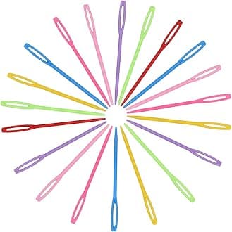 Plastic Sewing Needles,20Pcs Large Eye Plastic Sewing Needles,Eye Sewing Needles for Children,Colorful Weaving and Sewing Needle,Learning Needles,PlasticSewing Needles for Sewing Craft and Kids DIY