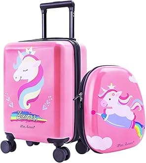 iPlay, iLearn Kids Luggage Set, Carry on Suitcase W/ 4 Spinner Wheels