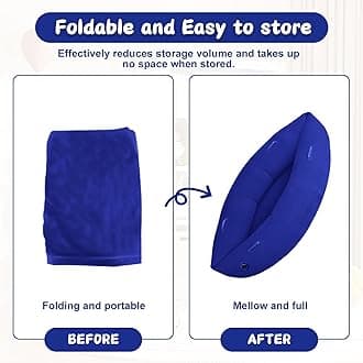 Sensory Peapod Chair for Kids, 60" Inflatable Peapod for Children, Sensory Toys for Kids with Autism, Inflatable Peapod Canoe with Electric Air Pump, Blue