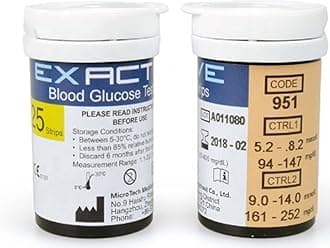 Exactive Vital Blood Glucose Test Strips x 50pcs and Lancets x 50pcs, Diabetic Strips Only for Exactive Vital Blood Glucose Monitor Without Code