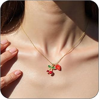 Double Pendant Necklace for Women 18k Gold Plated Necklace Cubic Zirconia Dainty Gold Necklaces for Women