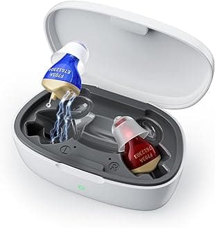 Hearing Aids for Seniors Rechargeable Invisible In The Ear Design with 24H Battery DSP Noise Reduction OTC Hearing Aids for Mild to Moderate Hearing Loss Easy Volume Control Not Amplifiers