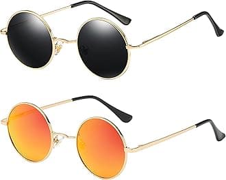 Retro Small Round Polarized Sunglasses for Men Women Circle Hippie Style Sun Glasses