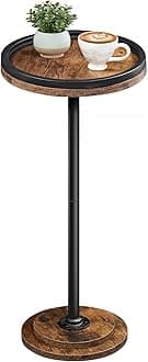 HOOBRO Small Round Side Table, Drink Table, Coffee Martini Table with Pedestal Accent for Small Spaces in Living Room, Bedroom, Sofa Couch, Rustic Brown BF168BZ01