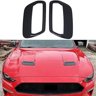 Glossy Black Exterior Hood Vent Air Outlet Cover Trim for Ford Mustang Accessories 2018 2019 2020 2021 2022 2023 (Not for Shelby Model)