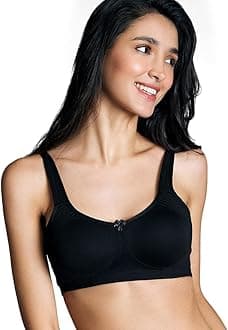 NYKD (NYB169 Cotton Anti Microbial Non Padded & Non Wired Side Support Shaper Bra for Women | Full Coverage Bra with Detailed Contoured Lift & Shape with Wide Straps - Black