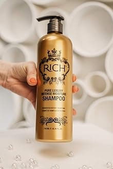 RICH Pure Luxury Intense Moisture Shampoo with Hydrolyzed Keratin and Wheat Protein for All Hair Types - Smoothing & Hydrating - Prevents Breakage, Heat Damage & Frizz (750ml)