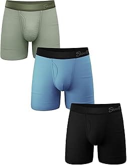 Boxer Briefs for Men Pack of 3 - Hammock Support Pouch Underwear for Men with Fly