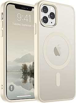 SUPFINE Magnetic for iPhone 11 Pro Max Case (Compatible with MagSafe) (Military Grade Drop Protection) Slim Translucent Matte Shockproof with Anti-Fingerprint Phone Case,Antique White