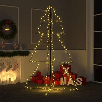 LED Christmas Cone Tree Light with 200 Warm White LEDs Indoor and Outdoor, Outdoor Christmas Decoration for Porch, Yard, Garden, Patio, Backyard, Holiday Seasonal Decoration 38.6"x59.1"