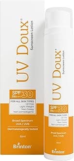 UV Doux Sunscreen Lotion with SPF 30 | Oil Free Formula | UVA & UVB Protection | Sweat & Water Resistant | Lightweight, Non-Greasy and Non-Comedogenic | For Dry & Sensitive Skin | Benzene Free | 50 ml