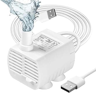 flintronic Submersible Water Pump, 3W Ultra Quiet Fountain Pump, 200L/H USB Water Pump for Aquarium, Fish Tank, Statuary and Hydroponics DC 3.5-9V (0.4-1.5m) #2 White/Side Suction Cup