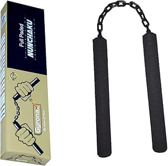 Foam Nunchaku, Black Colour Foam Wooden Handle 10" with 9" Black Metal Chain,Pack of 1,(Martial Art & Equipment nanchaku)