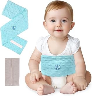 Colic and Gas Relief for Newborns and Infants, Flaxseed Heated Tummy Wrap, Baby Swaddling Belt with Soothing Warmth, Natural Relief for Upset Stomach in Babies Toddlers, 0-3 Years (Blue)