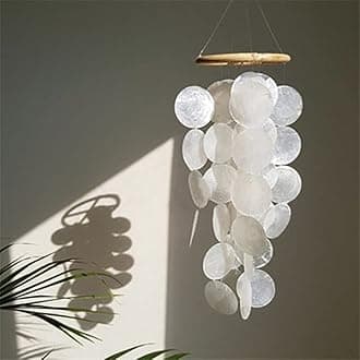 Wind Chime Capiz Shell Mother of Pearl Shells in White for Home Hanging Ornaments Nursery Decoration(Small)